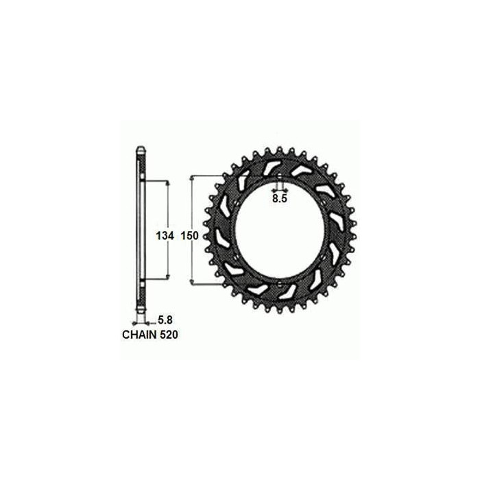 REAR SPROCKET, STEEL SUNR1-3619-50