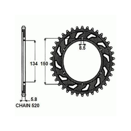 REAR SPROCKET, STEEL SUNR1-3619-50