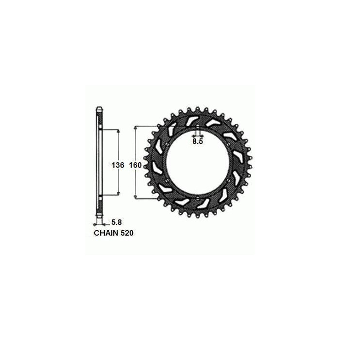 REAR SPROCKET STEEL SUNR1-3637-47
