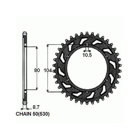 REAR SPROCKET STEEL SUNR1-5353-44