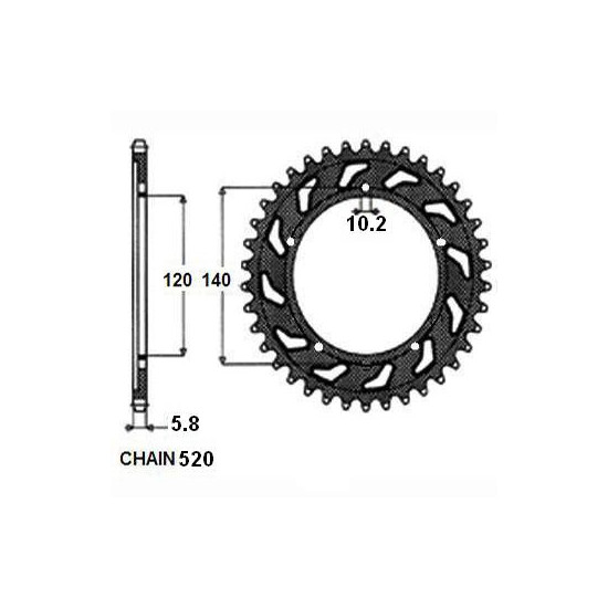 ALUMINUM REAR SPROCKET SUNR5-3500-44