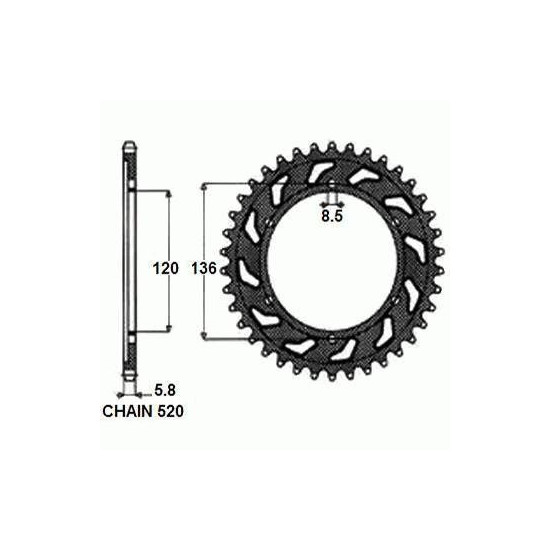 REAR SPROCKET STEEL SUNR1-3511-37
