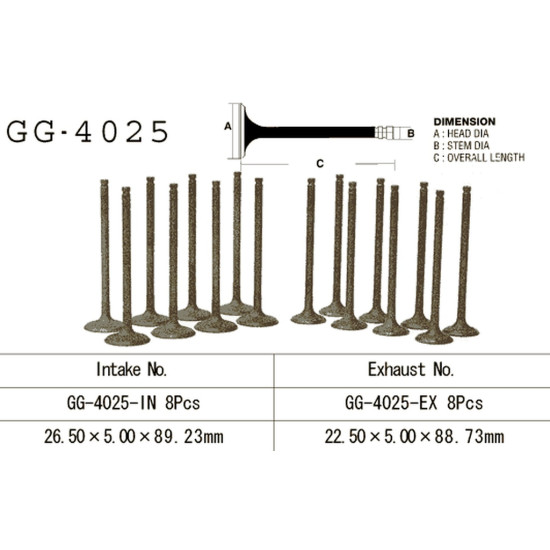 VESRAH exhaust valve KAWASAKI GPZ 750 '83-85, GPX 750R '87-90' (OEM: 12005-1077) (1pc.) (MADE IN JAPAN)