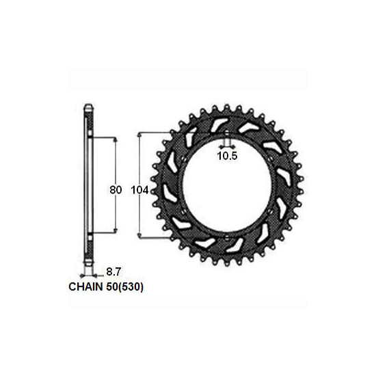 REAR SPROCKET, STEEL SUNR1-5353-40