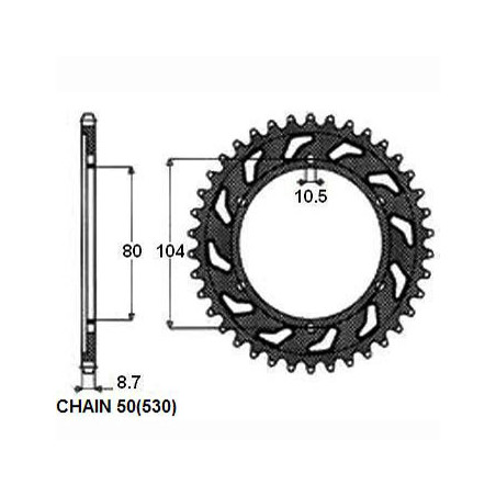 REAR SPROCKET, STEEL SUNR1-5353-40
