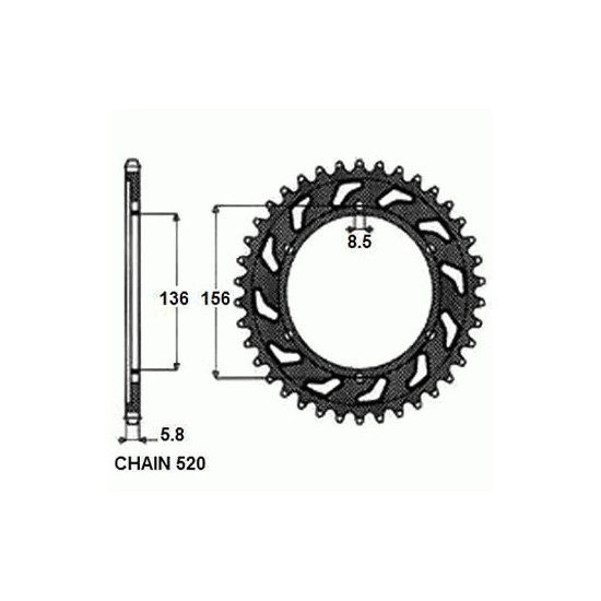 ALUMINUM REAR SPROCKET SUNR5-3631-50