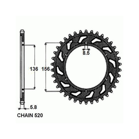 ALUMINUM REAR SPROCKET SUNR5-3631-50