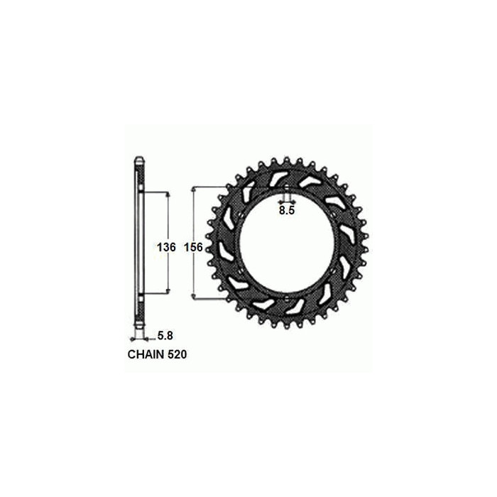 ALUMINUM REAR SPROCKET SUNR5-3631-52