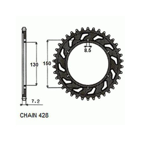 REAR SPROCKET, STEEL SUNR1-2584-51
