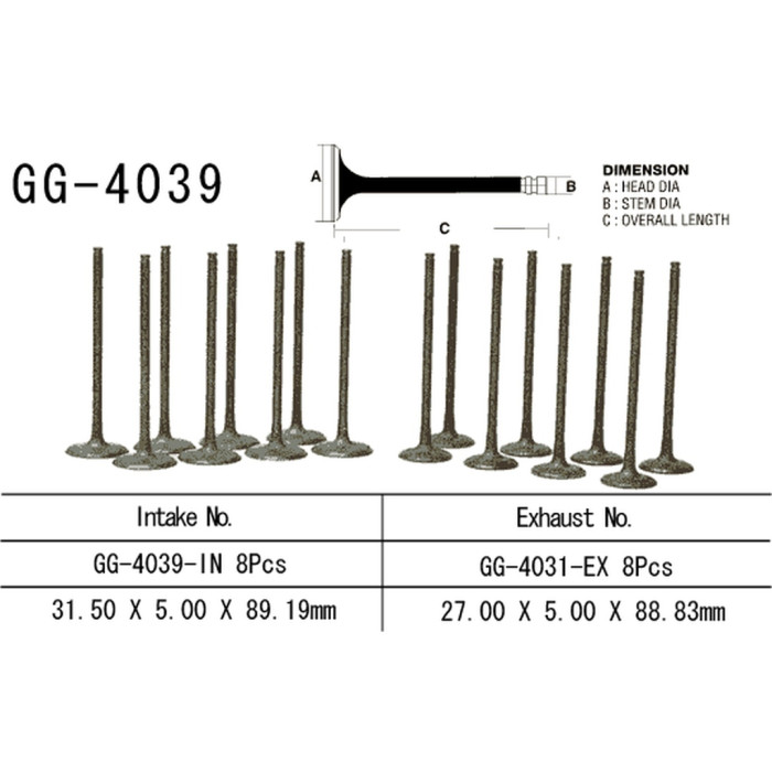 VESRAH intake valve KAWASAKI ZZ-R 1100/1200 '90-'05, ZRX 1100/1200 '99-'05, GPZ 1100 '95-'97 (OEM: 12004-1093) (1pc.) (MA