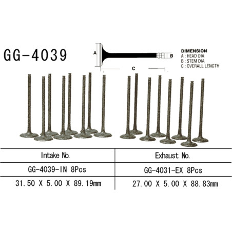VESRAH įsiurbimo vožtuvas KAWASAKI ZZ-R 1100/1200 '90-'05, ZRX 1100/1200 '99-'05, GPZ 1100 '95-'97 (OEM: 12004-1093) (1vnt.) (MA