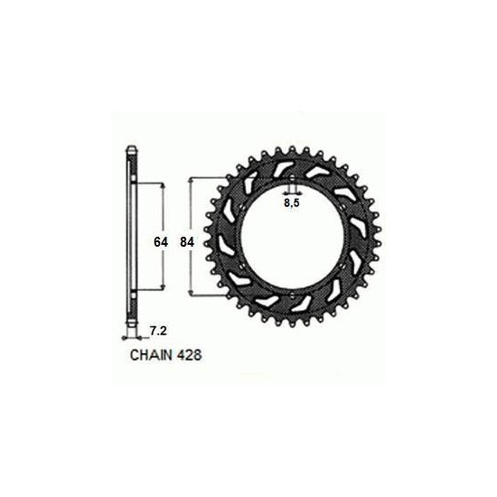 REAR SPROCKET, STEEL SUNR1-2132-53