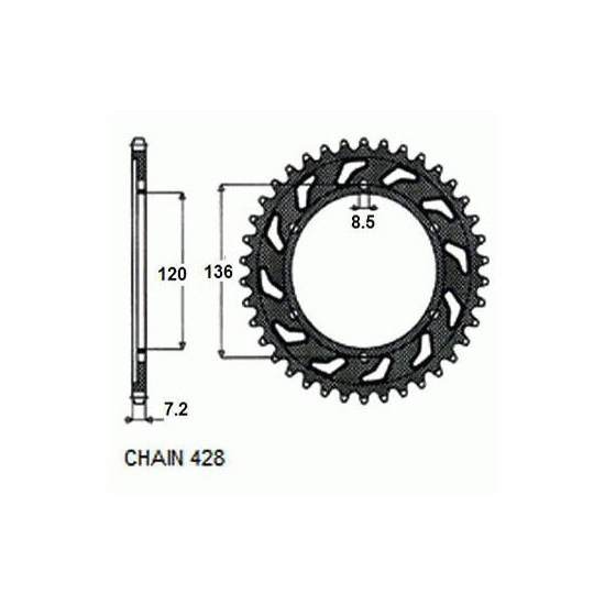 REAR SPROCKET STEEL SUNR1-2502-57