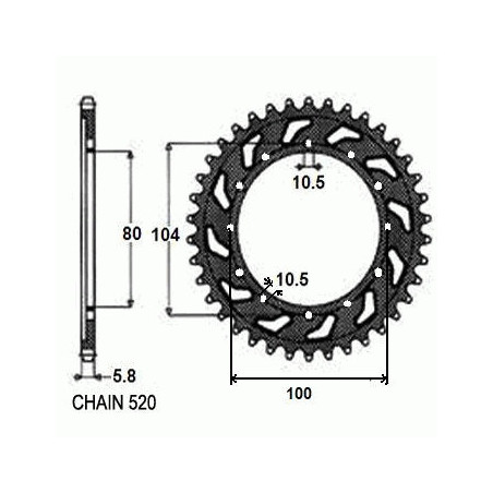 REAR SPROCKET STEEL SUNR1-3356-39