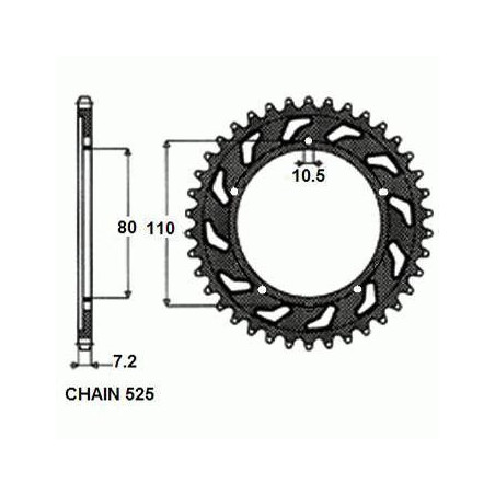 REAR SPROCKET STEEL SUNR1-4329-43