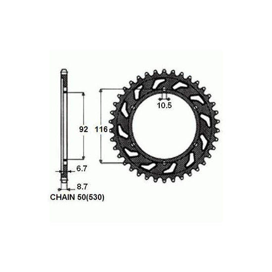 REAR SPROCKET, STEEL SUNR1-5405-41