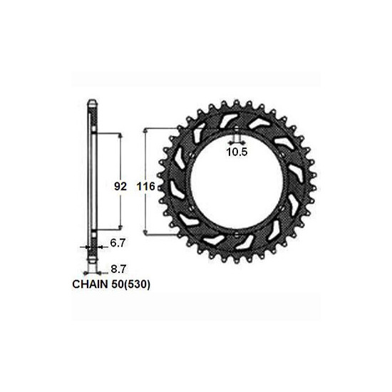 REAR SPROCKET STEEL SUNR1-5405-43