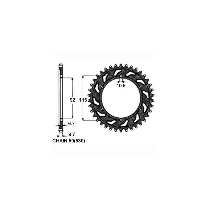 REAR SPROCKET STEEL SUNR1-5405-43