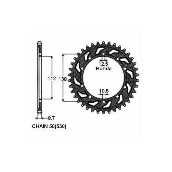 REAR SPROCKET, STEEL SUNR1-5485-44