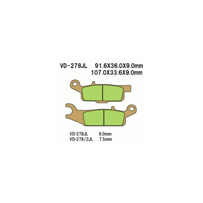 BRAKE PADS VESRAH VD-278 / 2JL
