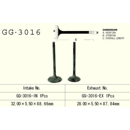 VESRAH įsiurbimo vožtuvas SUZUKI LT 230, LTZ 250 '04-'09, LTF 250 OZARK '02-'13 (OEM: 12911-05G00,12911-18A00) (1vnt.) (MADE IN