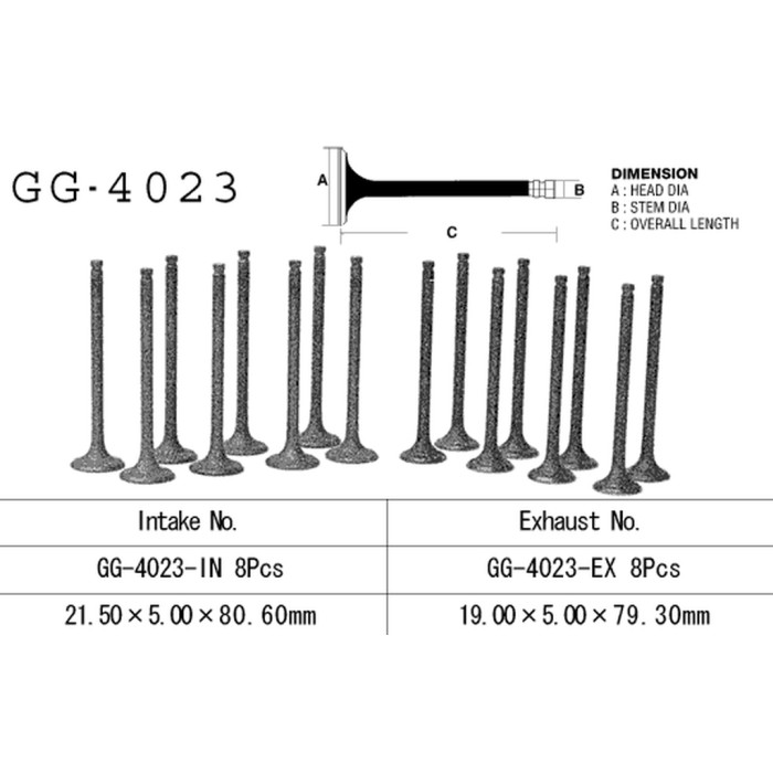 VESRAH exhaust valve KAWASAKI GPX 600 R 89-99, GPZ 600R '85-90, ZL 600 '86-97' (OEM: 12005-1062) (1pc.) (MADE IN JAPAN)