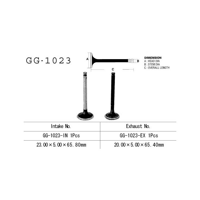 VESRAH intake valve HONDA TRX 90 '93-'19, CRF 70F '04-'12, XR 70R '97-'03 (for 1 engine) (OEM: 14711-GN5-912,14711-HP2-670)