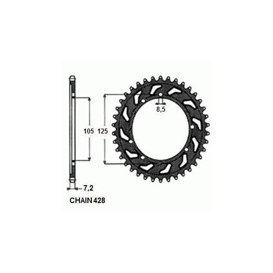 REAR SPROCKET, STEEL SUNR1-2446-48