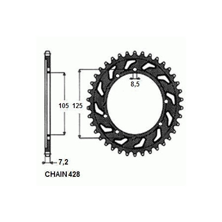 REAR SPROCKET, STEEL SUNR1-2446-48