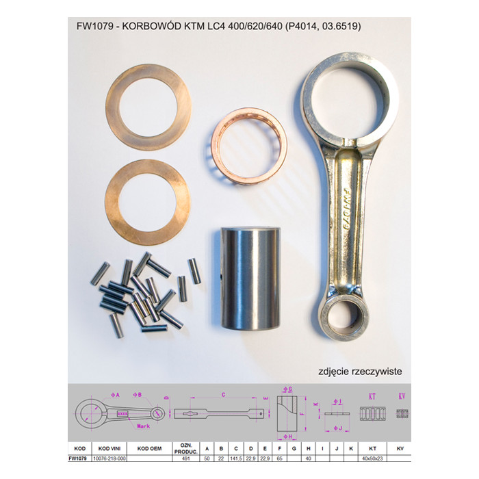 FLYWAY connecting Rod KTM (4T) LC4 400/620/640 (P4014, 03.6519)