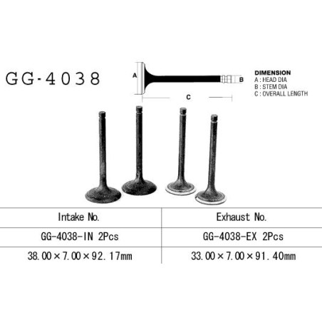 VESRAH intake valve KAWASAKI KLX 650 C/R '93-'96 (OEM: 12004-1112) (1pc.) (MADE IN JAPAN)