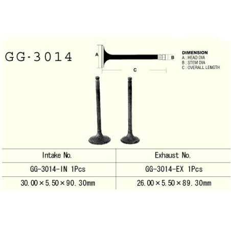ENGINE VALVE VESRAH 125 / 185 CCM SUZUKI DR-Z125 GN125E DR-Z125L