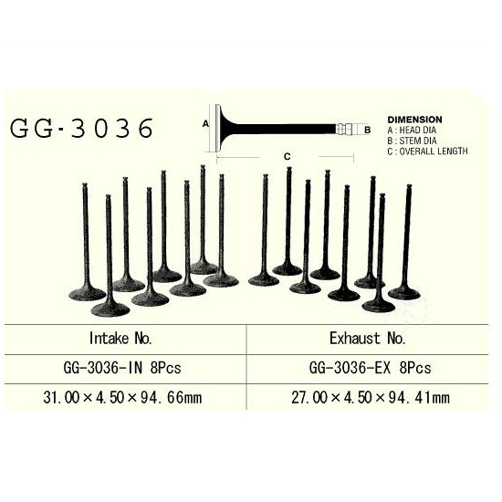 ENGINE VALVE VESRAH 1100 / 1250 CCM GSX-R1100W GSF1250 GSX1250