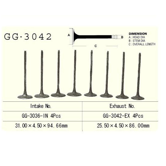 ENGINE VALVE VESRAH 650 CCM SUZUKI DL650 SFV650 SF650S