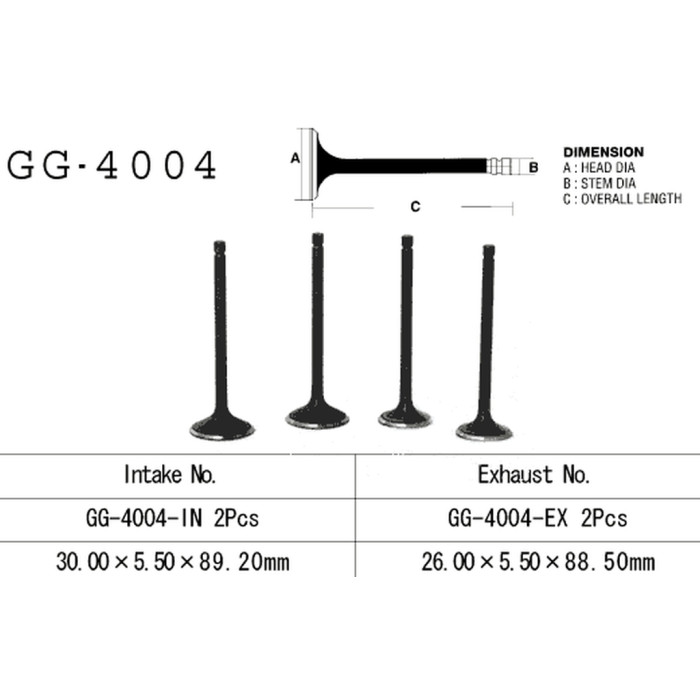 VESRAH intake valve KAWASAKI KZ 250 '79-80' KZ305 '81-82'/'87-88' (OEM: 12004-1003) (1pc.) (MADE IN JAPAN)