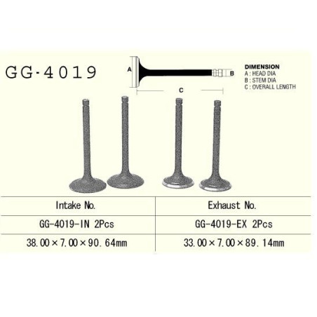 ENGINE VALVE VESRAH 600 CCM KAWASAKI KLR 600 1984-1986