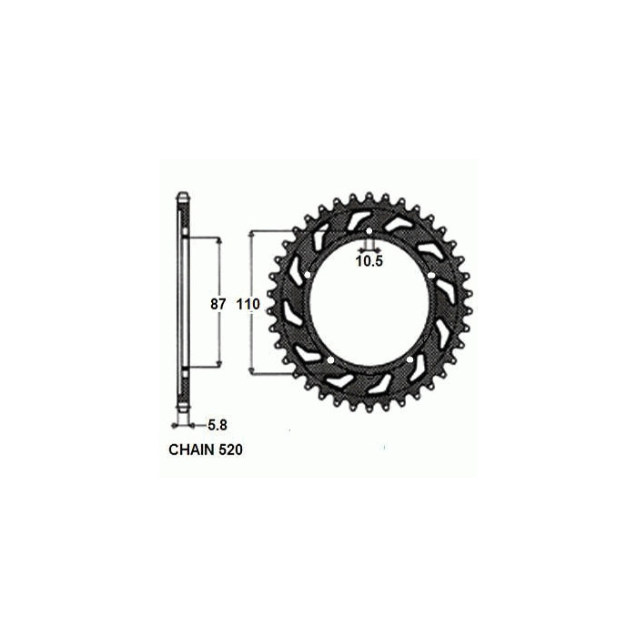 REAR SPROCKET, STEEL SUNR1-3383-46