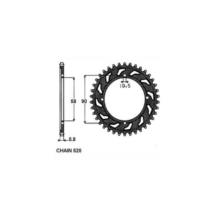 REAR SPROCKET STEEL SUNR1-3079-45