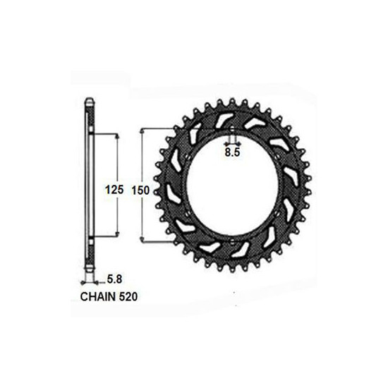 REAR SPROCKET STEEL SUNR1-3547-42