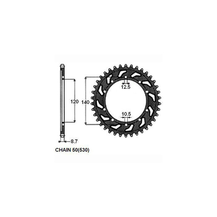 REAR SPROCKET STEEL SUNR1-5500-44