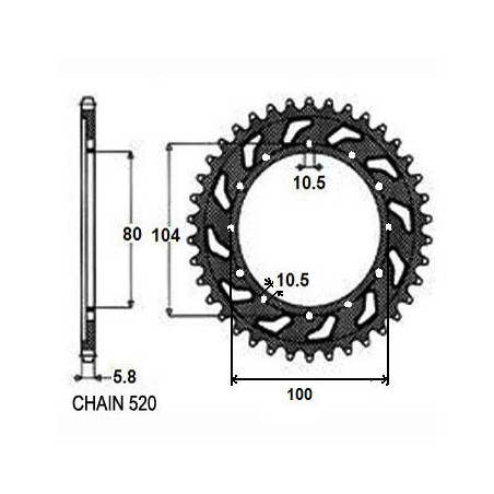ALUMINUM REAR SPROCKET SUNR5-3356-44