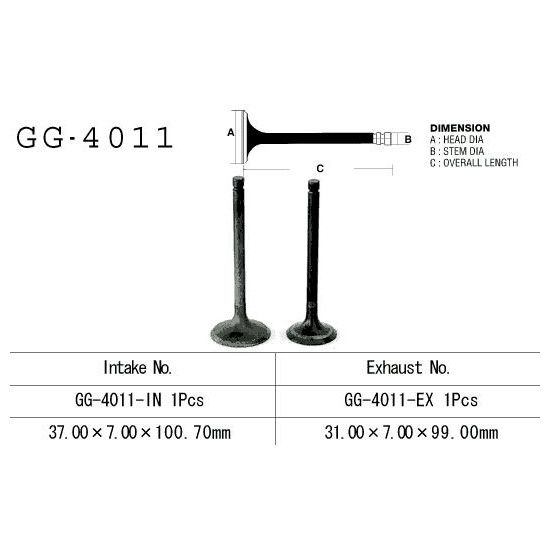 VESRAH intake valve KAWASAKI KLF/KVF 300 '86-'02, BJ 250 '94-'06, KLR 250 '80-'84 (for 1 engine) (OEM: 12004-1006,12004-112)