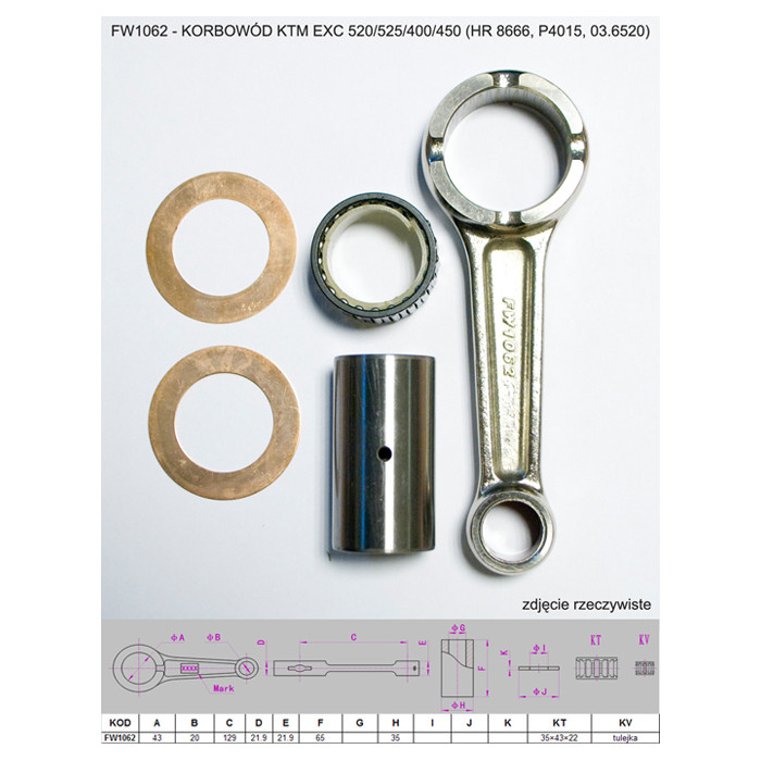 FLYWAY connecting Rod KTM (4T) EXC 520/525/450 (HR 8666, P4048, 03.6520)