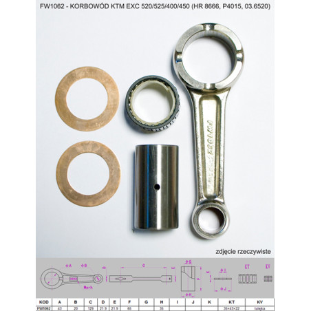 FLYWAY connecting rod KTM (4T) EXC 520/525/450 (HR 8666, P4048, 03.6520)