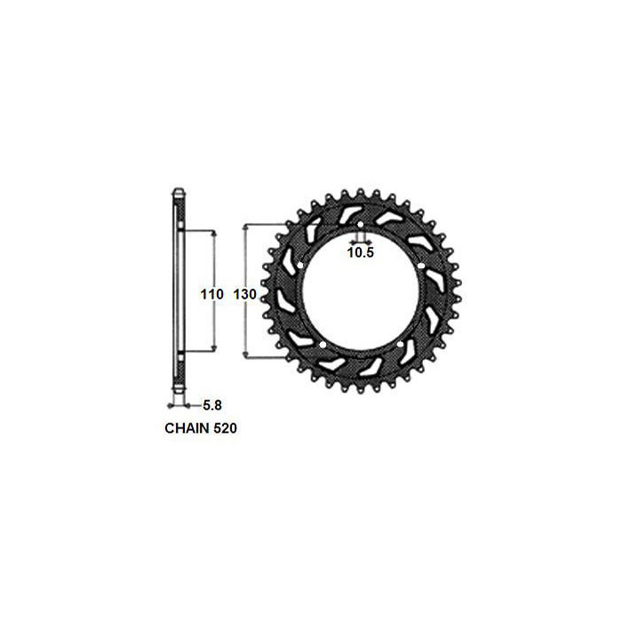 ALUMINUM REAR SPROCKET SUNR5-3471-43