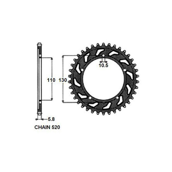 ALUMINUM REAR SPROCKET SUNR5-3471-44