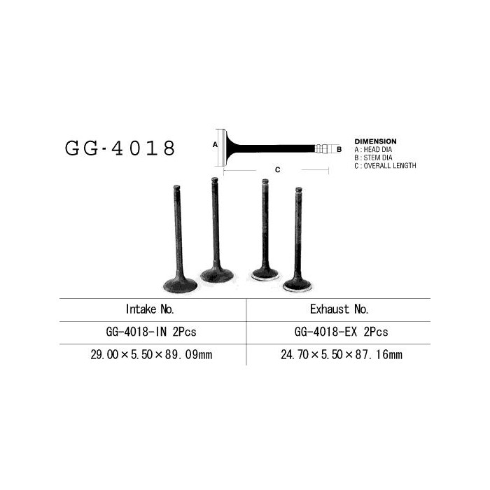 VESRAH intake valve KAWASAKI KLR 250 '85-'05, EN 450/500, GPZ 500S, GPZ 900R, ER 5 '97-03' (OEM: 12004-1052,12004-1062) (1