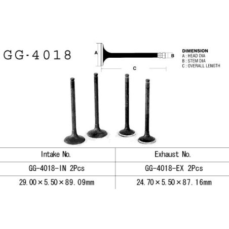 VESRAH intake valve KAWASAKI KLR 250 '85-'05, EN 450/500, GPZ 500S, GPZ 900R, ER 5 '97-03' (OEM: 12004-1052,12004-1062) (1