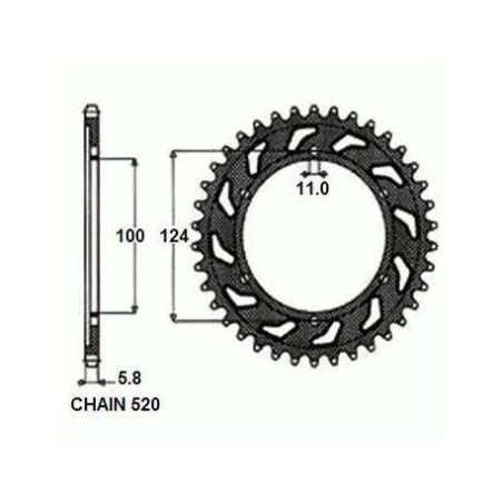 REAR SPROCKET, STEEL SUNR1-3435-42