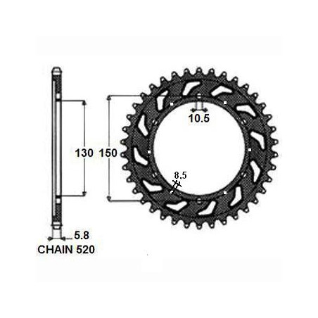 REAR SPROCKET, STEEL SUNR1-3610-45
